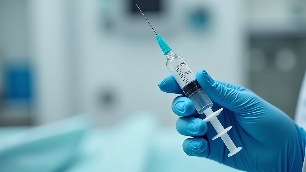 Close-up view of a syringe with hyaluronic acid filler ready for injection