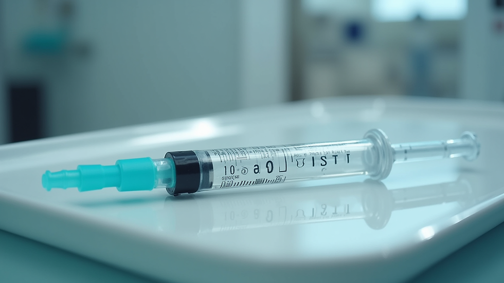 Close-up view of a skin booster injection setup on a medical tray