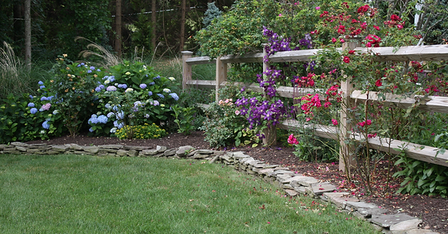 Colorful flower gardens in Durham, CT