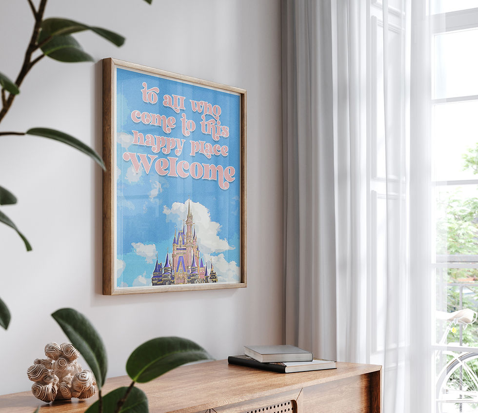 Thumbnail: Disney Happy Place Print - To all who come to this happy place, welcome! | Disney World Posters