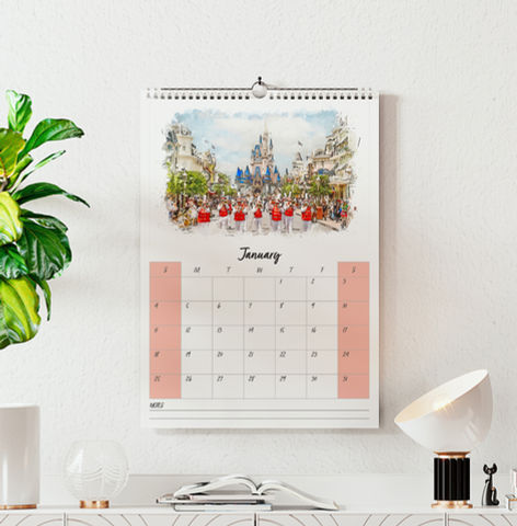 2026 Walt Disney World Watercolour Calendar - Happy Place Print