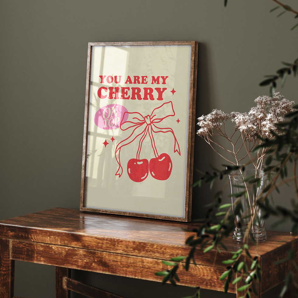 Thumbnail: You Are My Cherry on Top Valentines Print, Funny Quote Wall Art, Love Poster, Valentine's Day Gift, Home Decor, Gift for Her,