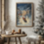 Nostalgic Christmas Train Winter Scene Wall Art, Snowy Village Holiday Decor, Vintage Christmas Print, Christmas, Polar Expre