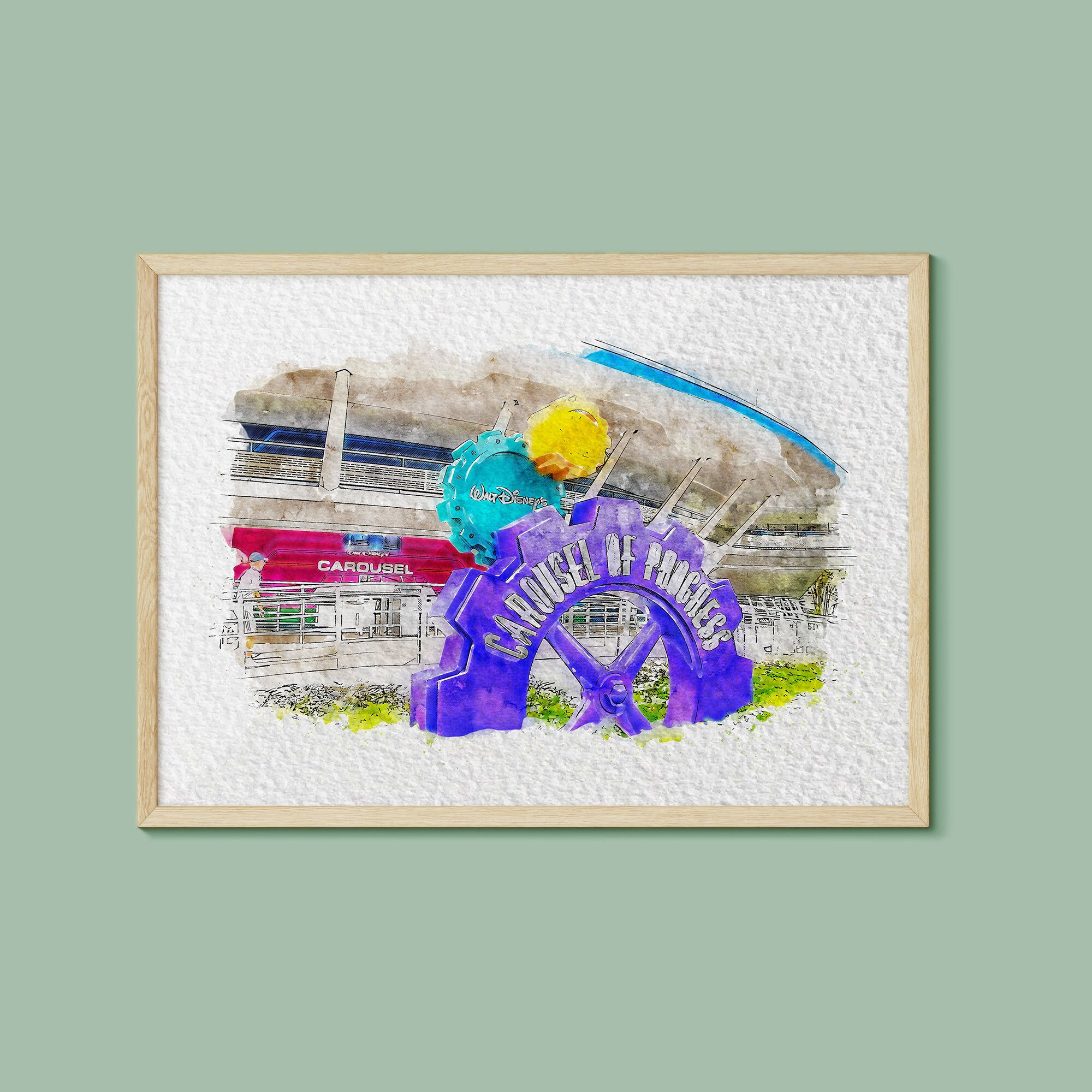 Carousel of Progress Watercolour Print, Disney Print, Walt Disney World Print