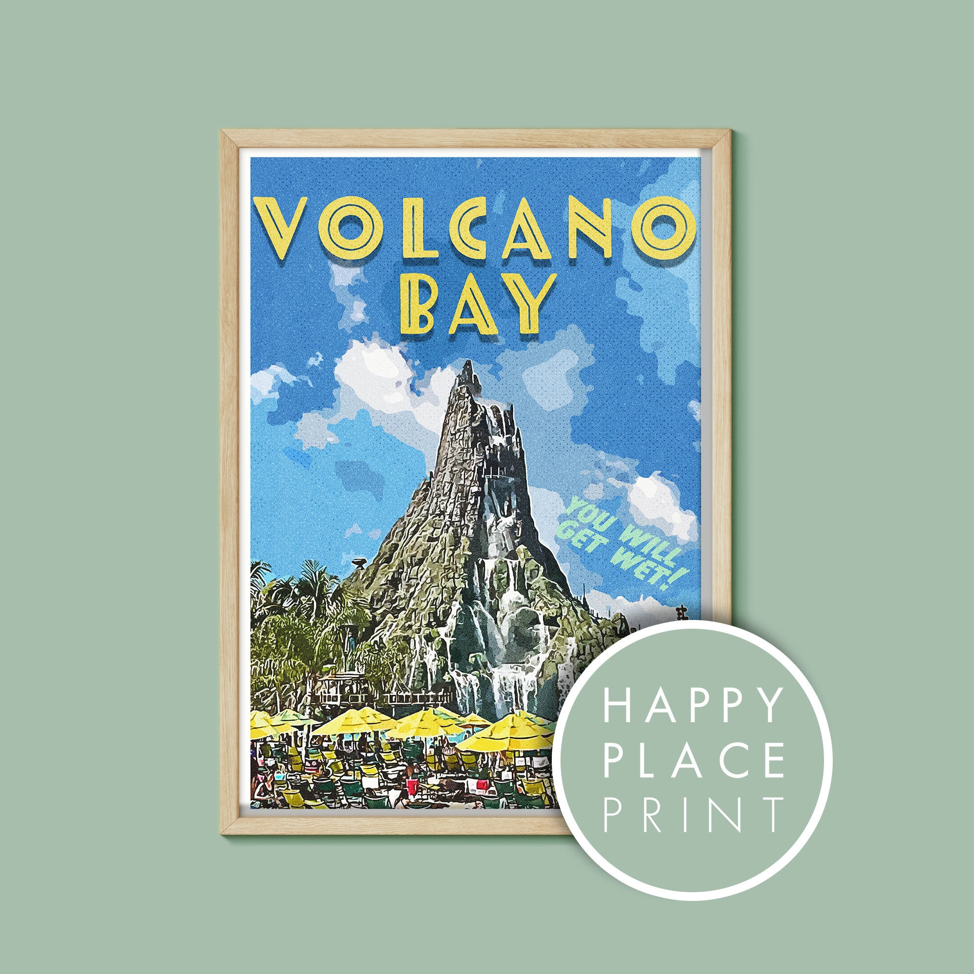 Volcano Bay Retro Poster, Universal Studios Print