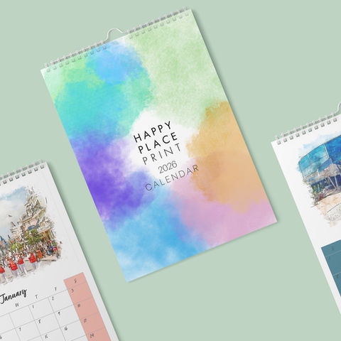 2026 Walt Disney World Watercolour Calendar - Happy Place Print