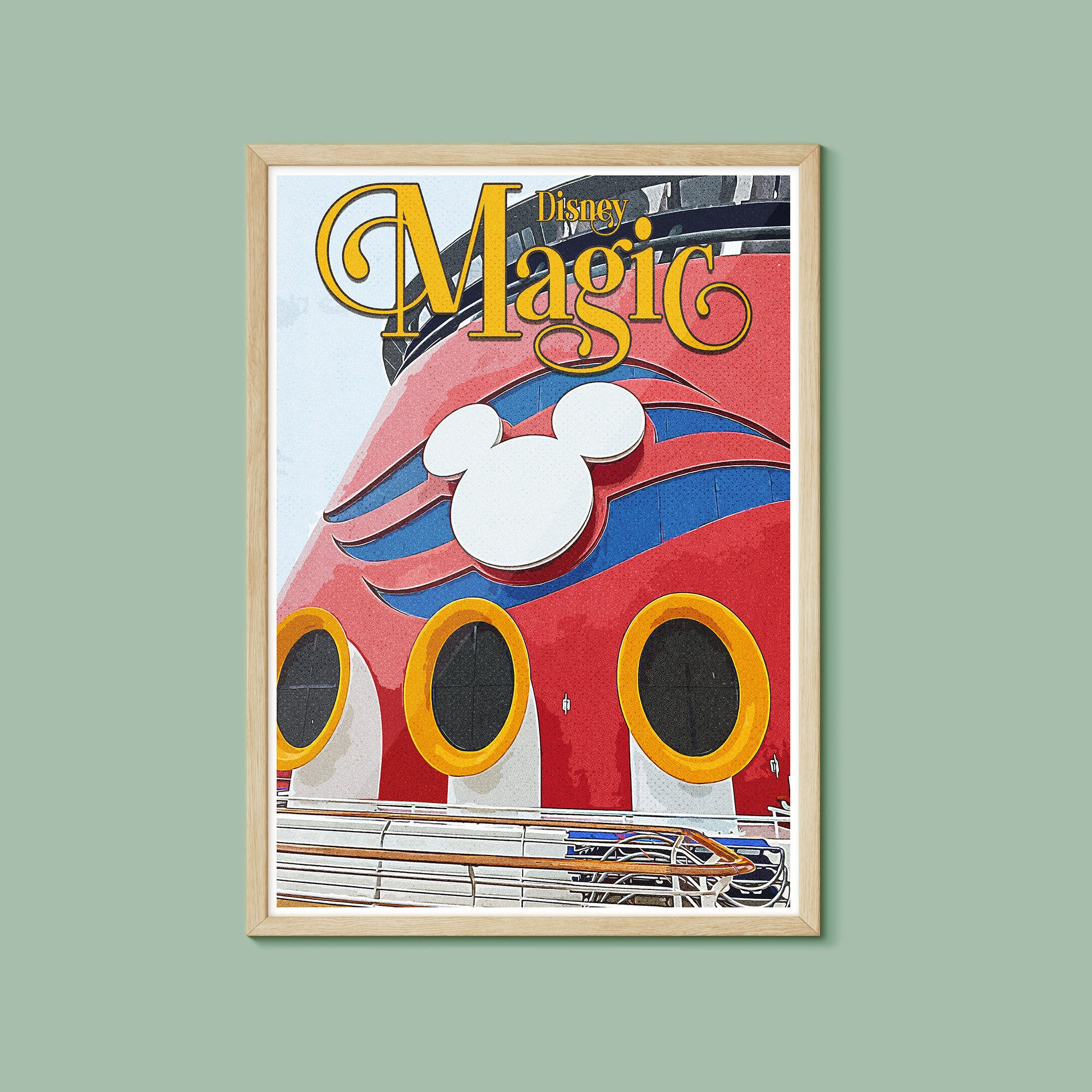 The Disney Magic Cruise Ship Retro Poster, Disney Print, Disney Cruise Poster

