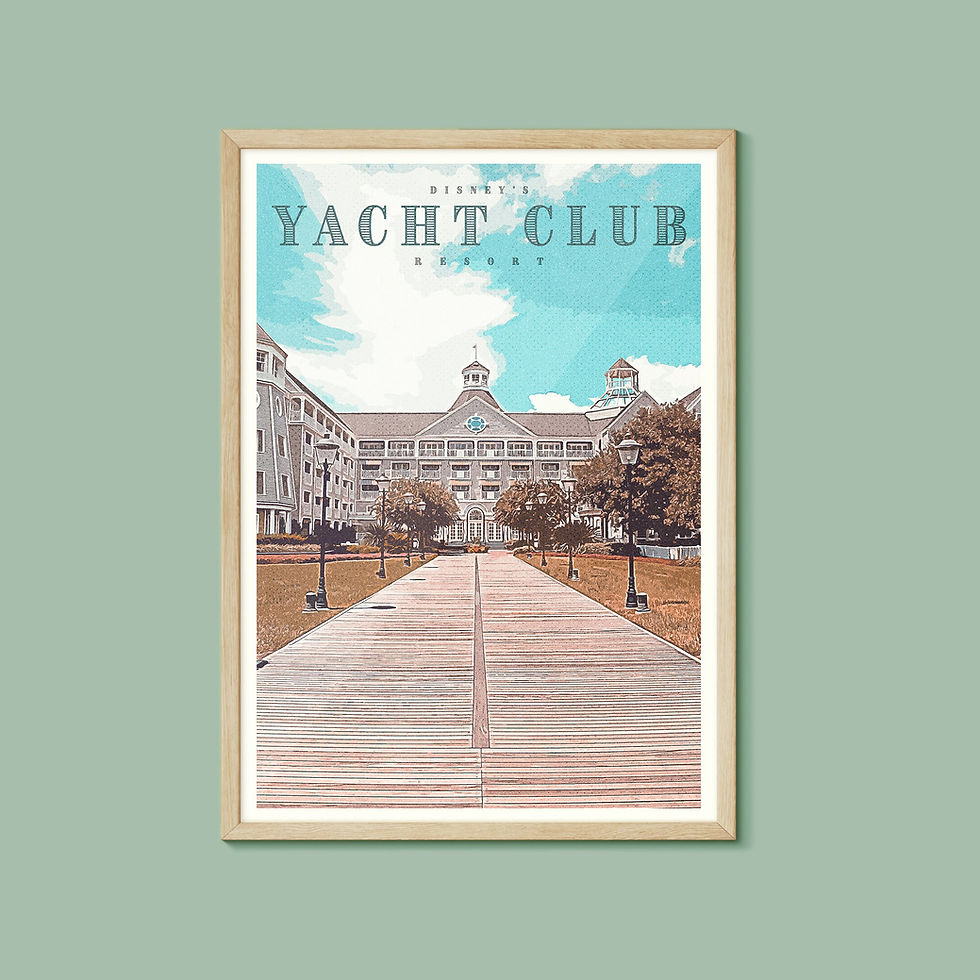 The Yacht Club Resort Retro Print, Walt Disney World, Disney Print