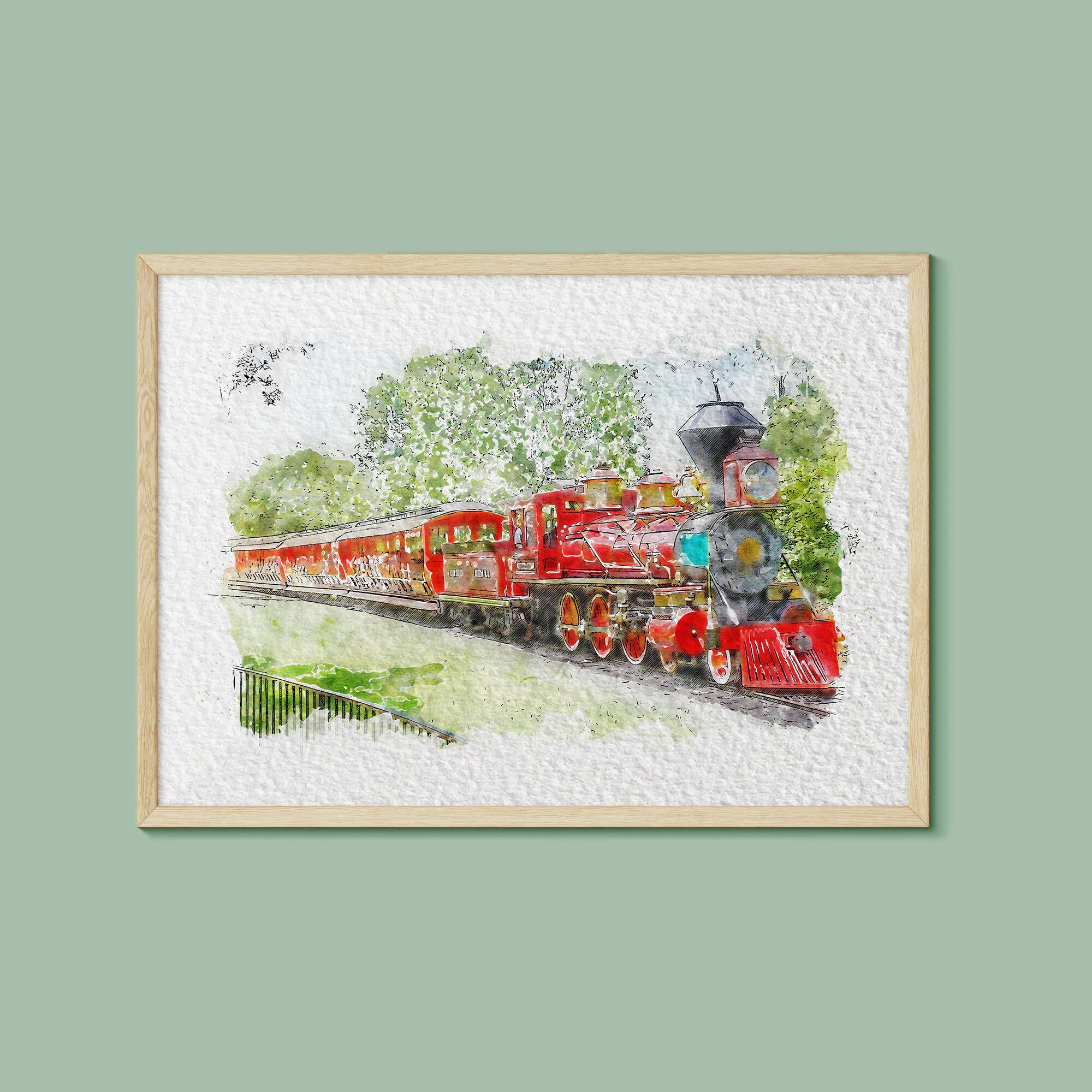 The Walt Disney World Railway Watercolour, Walt Disney World Print