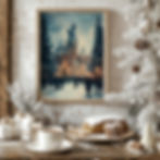 Hogwarts Christmas Scene Art Print, Festive Wizarding World Winter Decor, Magical Holiday Hogwarts Castle Illustration, Snowy