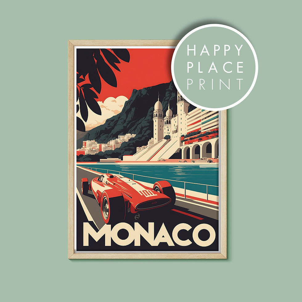 Monaco Vintage Travel Poster - Retro Aesthetic Wall Art, Vintage Travel Wall Art