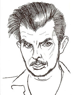 Henri CADIOU Autoportrait plume et encre