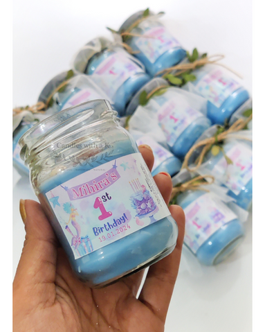 Personalized Underwater Ocean Theme Birthday Return Gift Boxes - Standard 100ml Layered Candles - Candles with a K