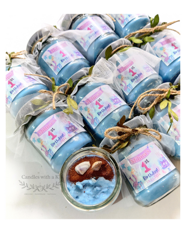 Personalized Underwater Ocean Theme Birthday Return Gift Boxes - Standard 100ml Layered Candles - Candles with a K