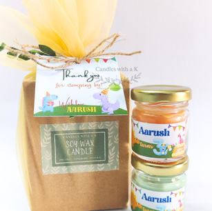 Personalized Jungle Theme Birthday Return Gifts - Pack of 2 Mini Jar Candles