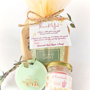 Mini Gift Box - Mini Jar Candle & Soy Wax Sachet - Personalized Return Gifts - Candles with a K