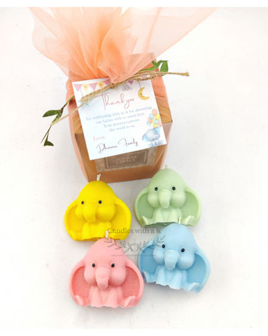 Baby Elephant scented soy wax candles - Birthday return gifts