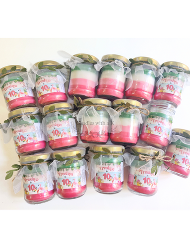 Personalized Flamingo - Hawaii Theme Birthday Return Gift Boxes - Standard 100ml Layered Candles - Candles with a K