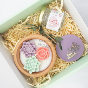 Personalized Wedding Return Gifts - Clay Pot with Succulents, Mini Jar and Air Freshener Sachet - Candles with a K