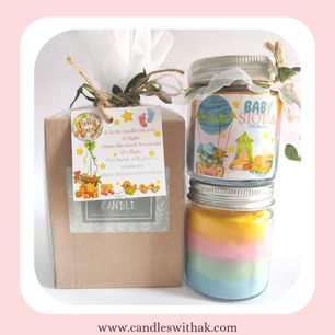Personalized Baby Shower Return Gift Boxes - Standard 100ml Layered Candles with Baby Feet - Candles with a K