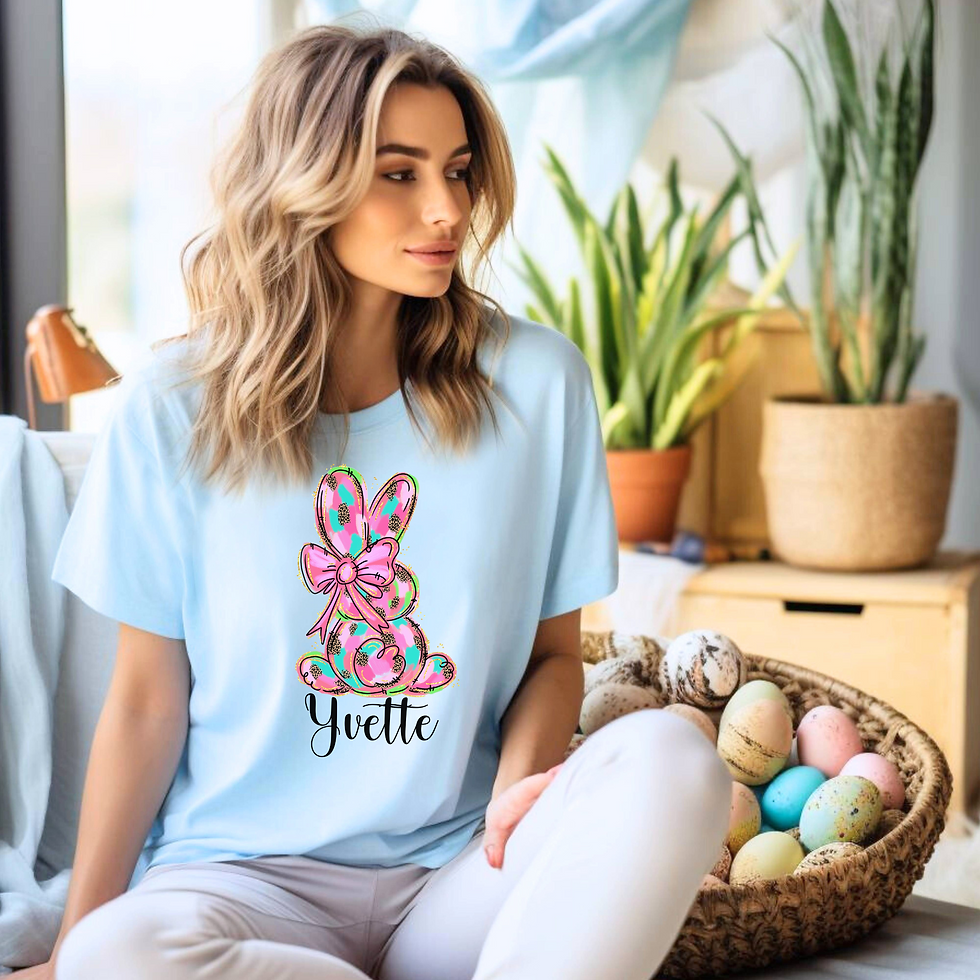 Thumbnail: Personalized Bunny with Bow Doodle T-Shirt