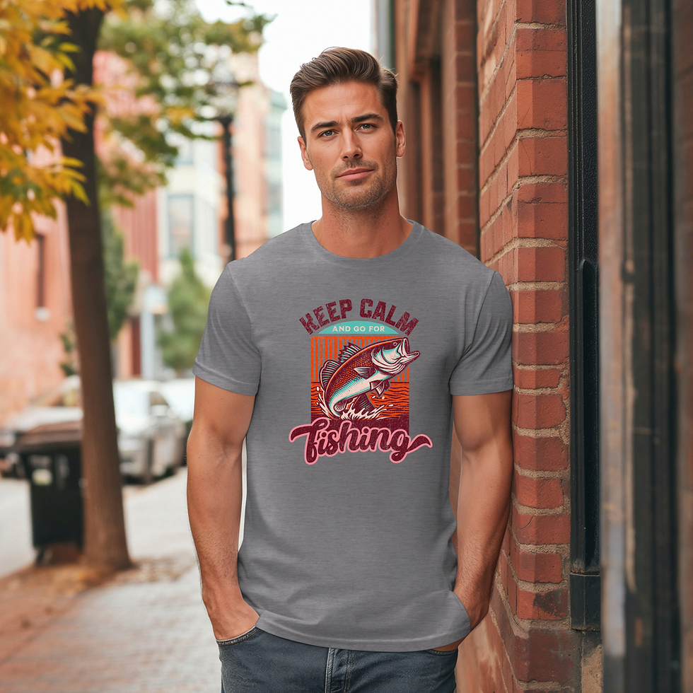 Thumbnail: Keep Calm For Fishing (Red Text) Unisex T-Shirt
