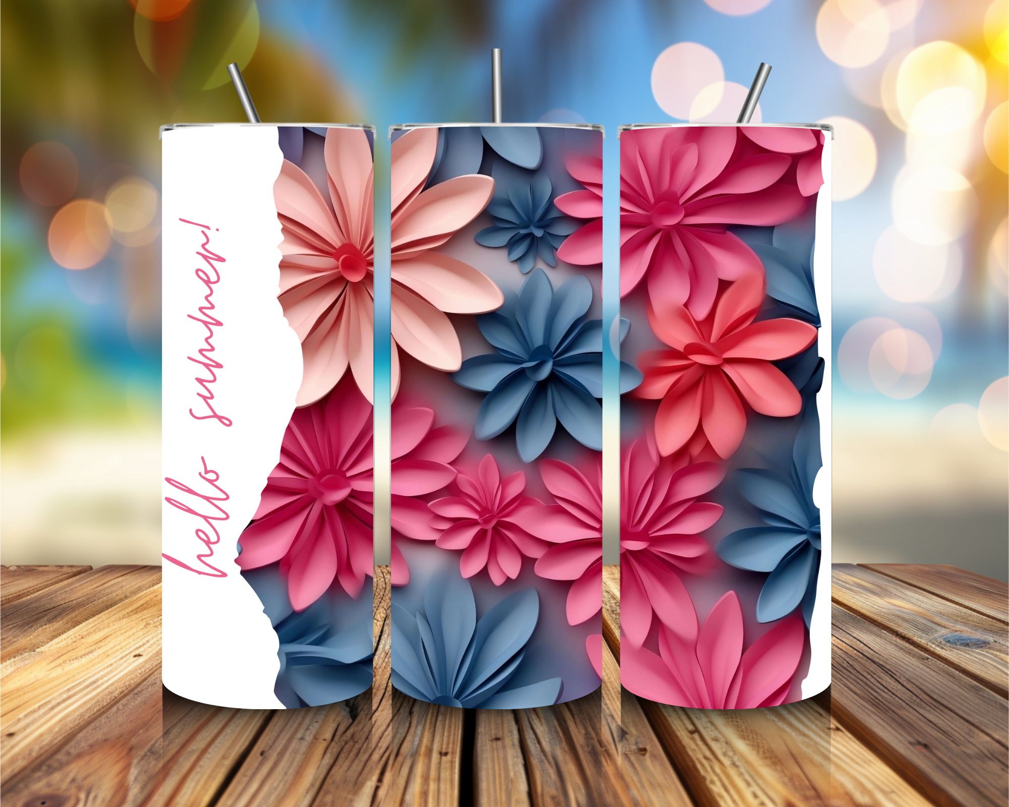 Floral Hello Summer 20 oz. Skinny Tumbler