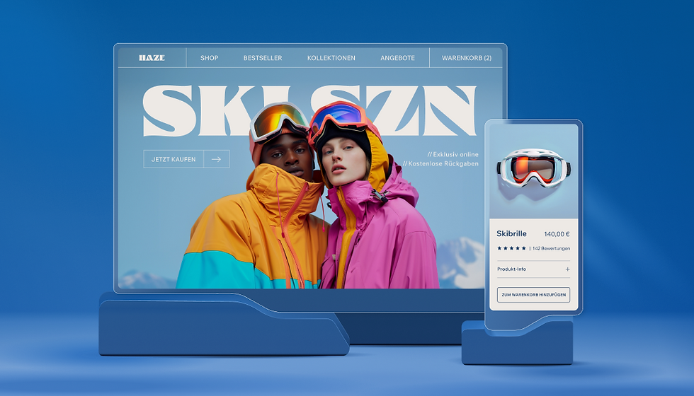 Homepage eines Online-Shops für Skiausrüstung