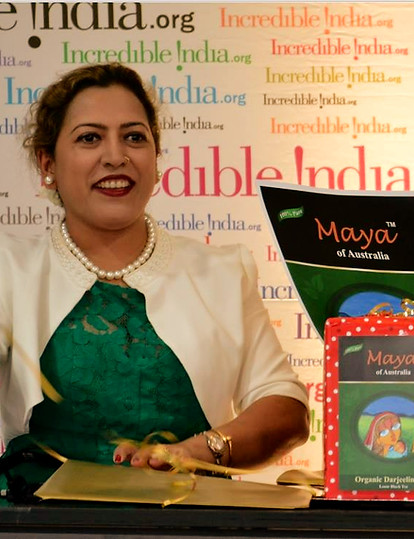 Dr. Jayantee Mukherjee Saha at the launch of the premium Indian Tea brand in Australia, Maya of Australia, March 2017