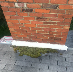 Chimney without a cricket and moss build-up.