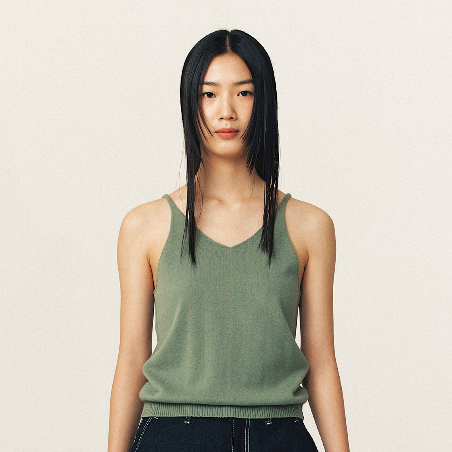 MA JOURNEE LINE SLEEVELESS KNIT GREEN