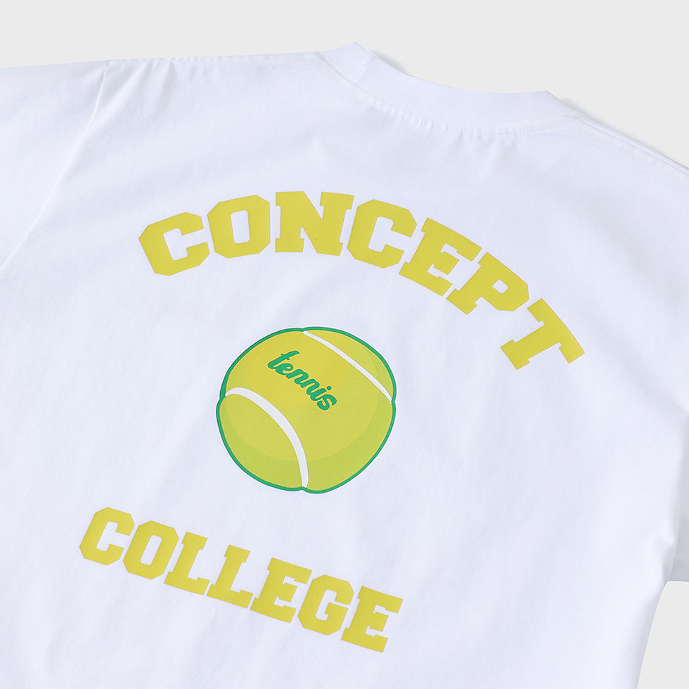 縮圖：CONCEPT COLLEGE Tennis ball crew neck Unisex Tee [White]