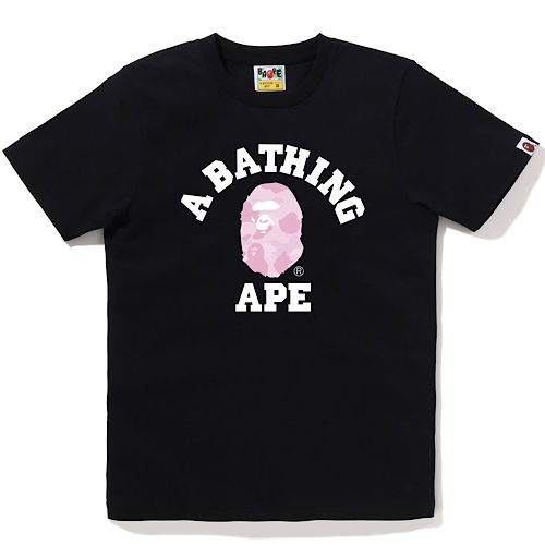 BAPE PASTEL COLOR CAMO COLLEGE TEE LOGO PINK