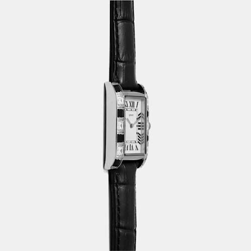 サムネイル： LAPHONT GEMINI WATCH LARGE SILVER WHITE DIAL BLACK DIAMOND/CRYSTAL BLACK BAND