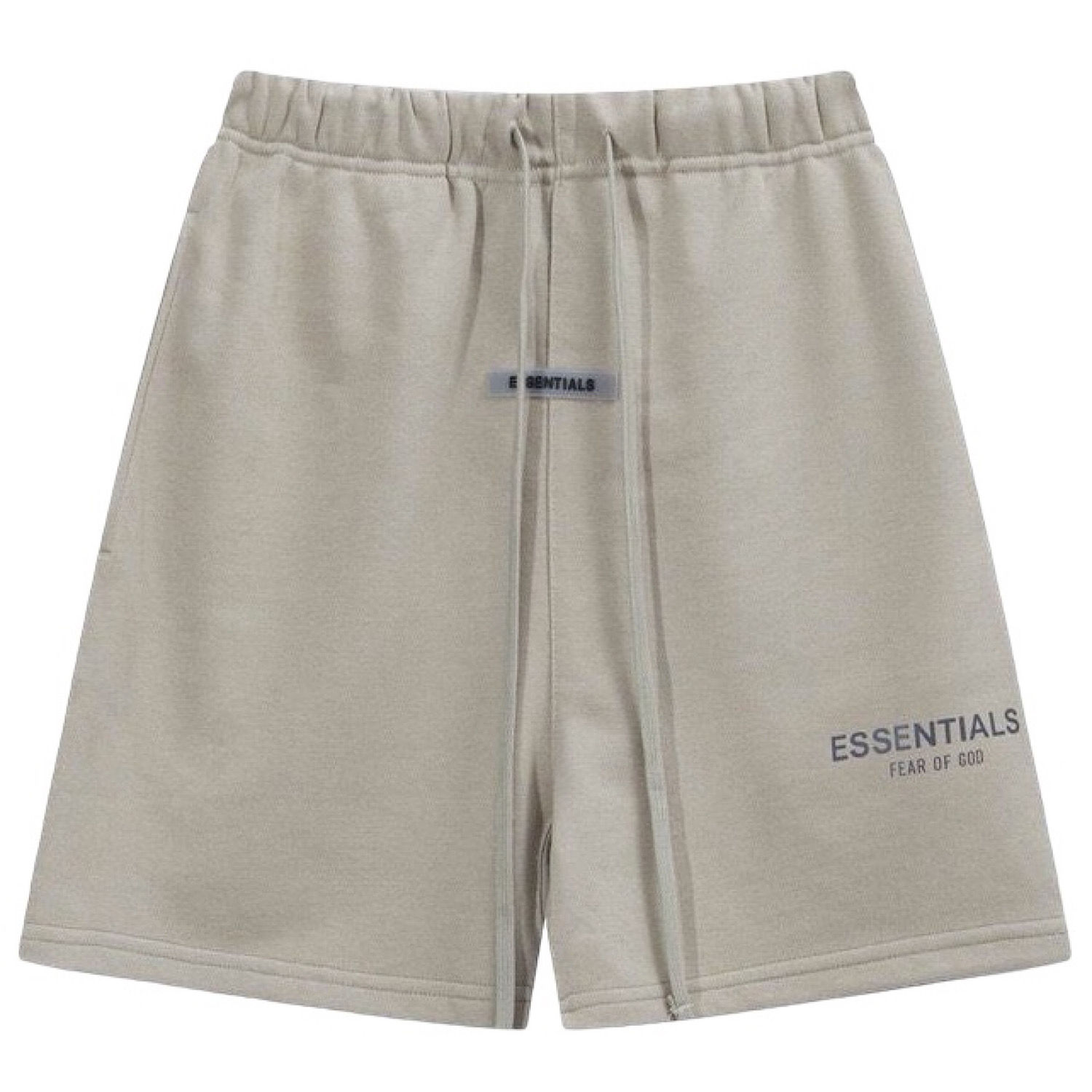 ESSENTIALS WHITE LOGO SHORTS - TAN
