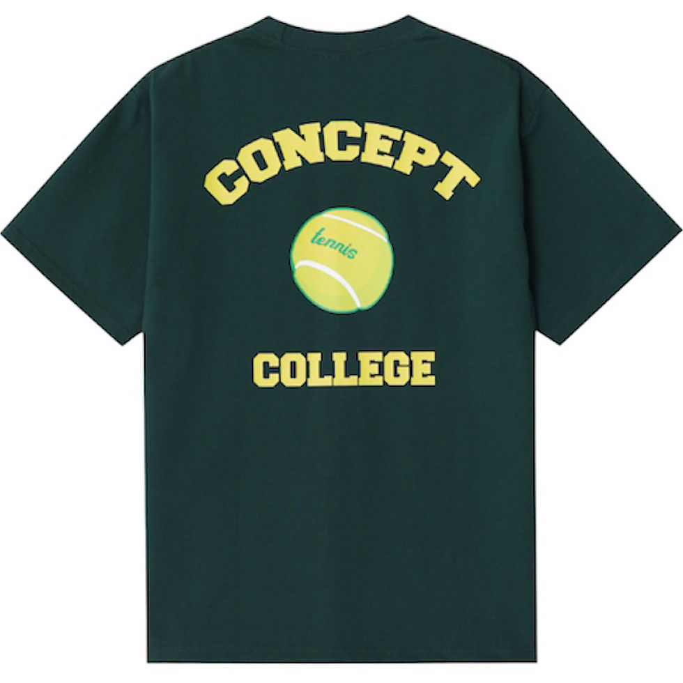 縮圖：CONCEPT COLLEGE Tennis ball crew neck Unisex Tee [Dark green]