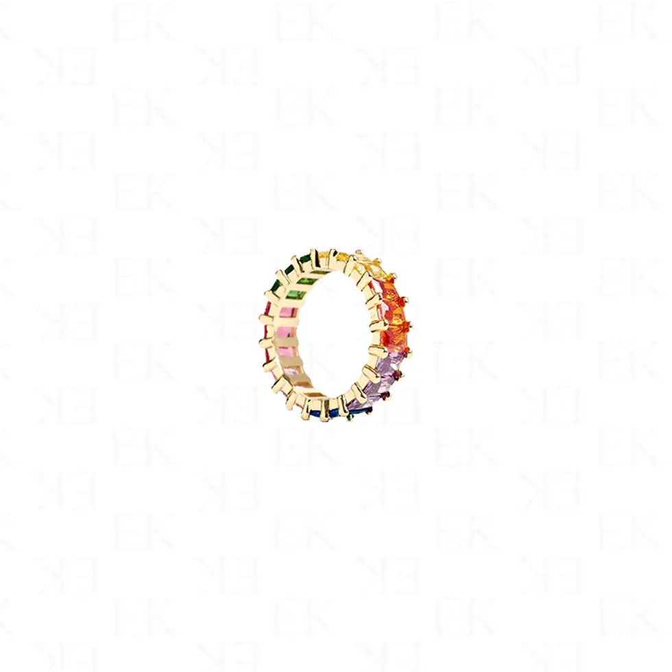 ภาพขนาดย่อ: EK MALAYSIA MINI BAGUETTE RAINBOW RING GOLD (R056-G)