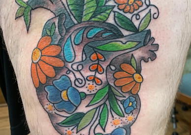 Anatomical Heart with Blue Flowers
