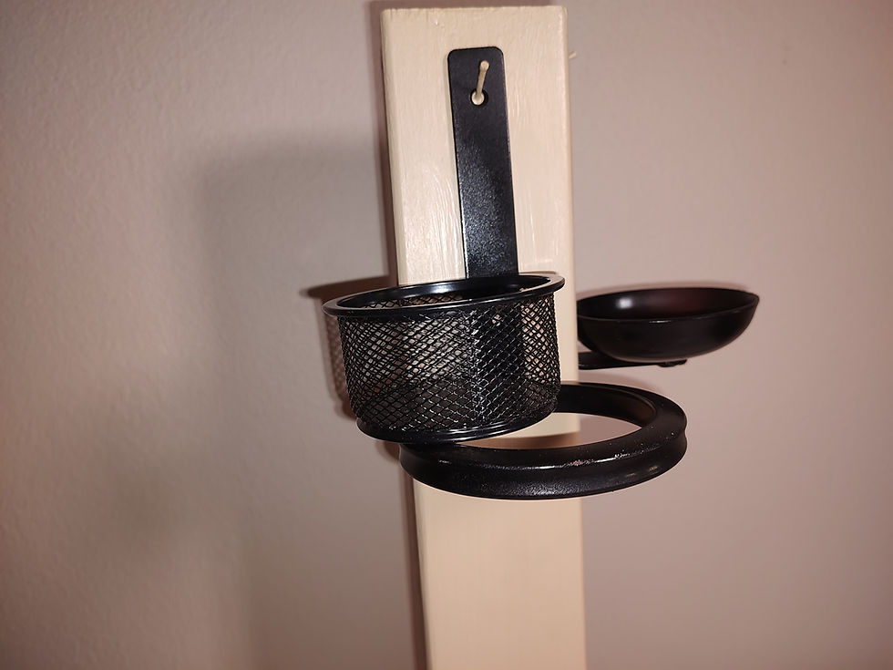 Thumbnail: Close up showing basket resting on edge of base on post.