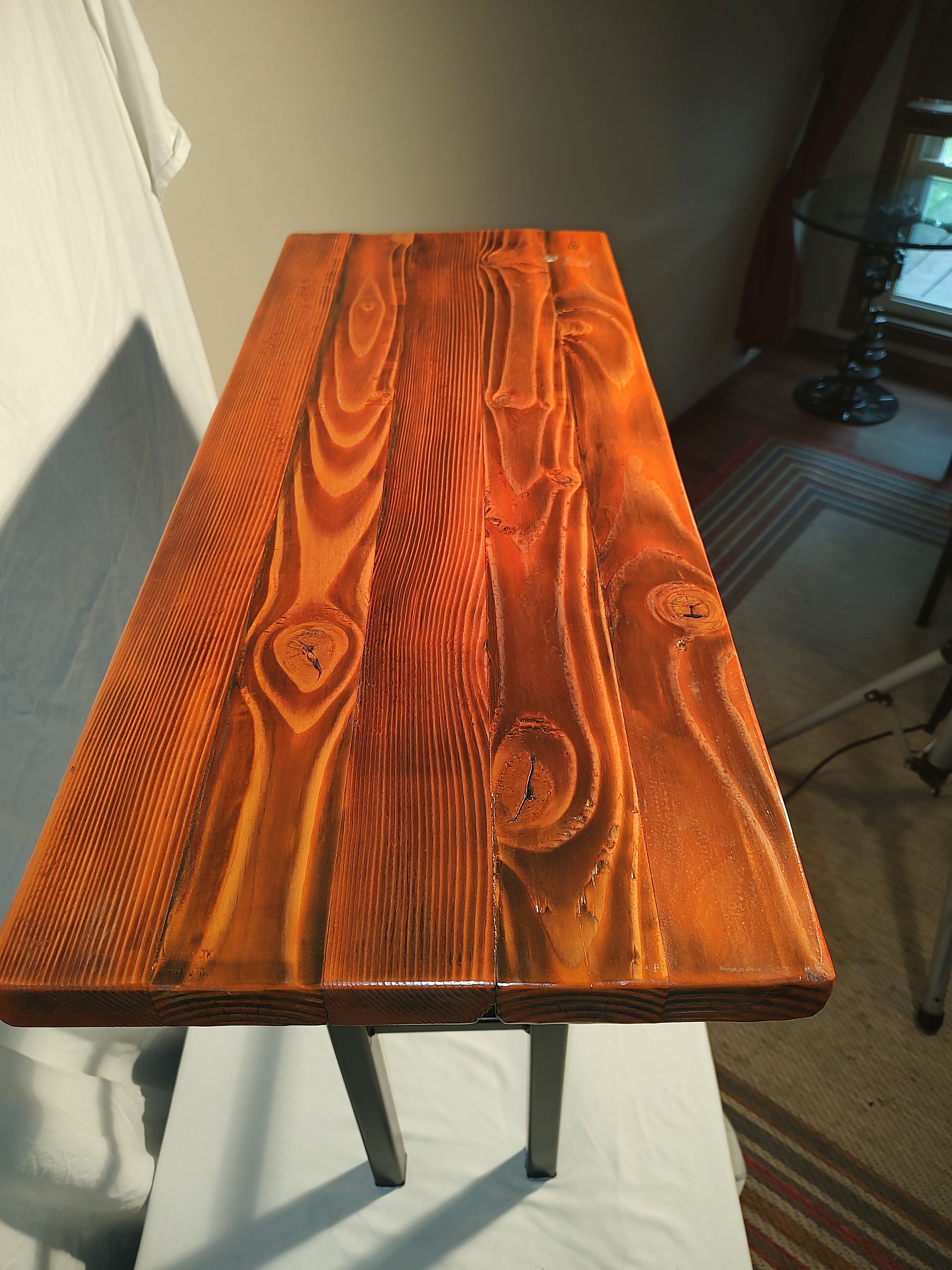 Handmade Table-Shou Sugi Ban Orange