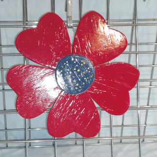 Red Wall Flower garden art