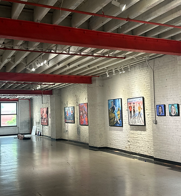 Urban Gallery Interior with Portraits and figurative work of military spouses