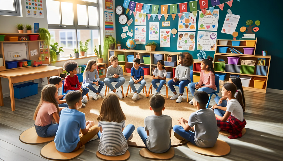 children sitting in a circle in a classroom