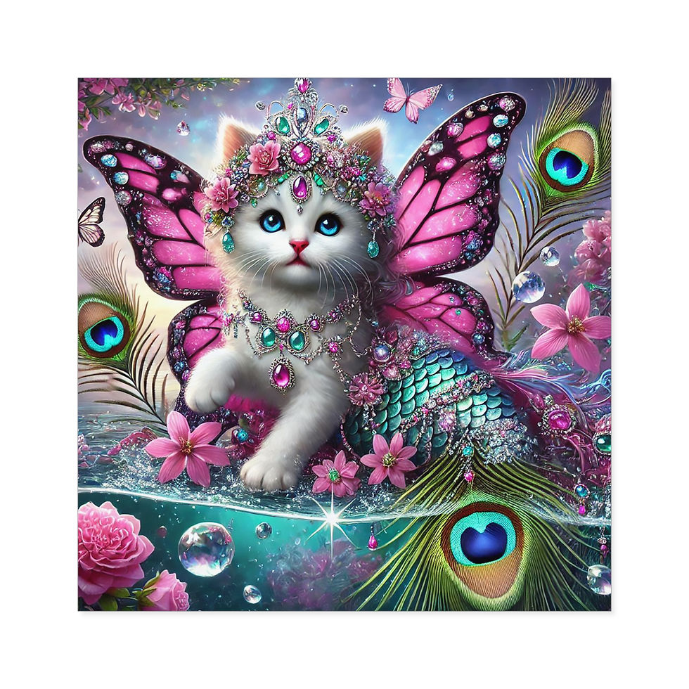 Thumbnail: Whimsical Cat Fairy Stickers, Party Favors, Mermaid Magic