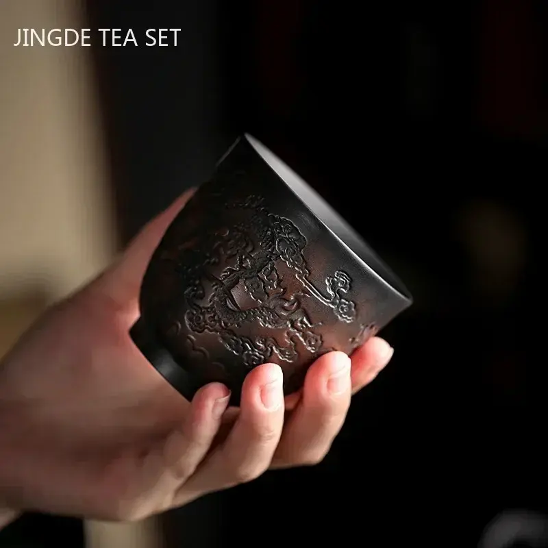 Thumbnail: Boutique Purple Pottery Tea Cup Master Cup Handmade Purple Sand 0
