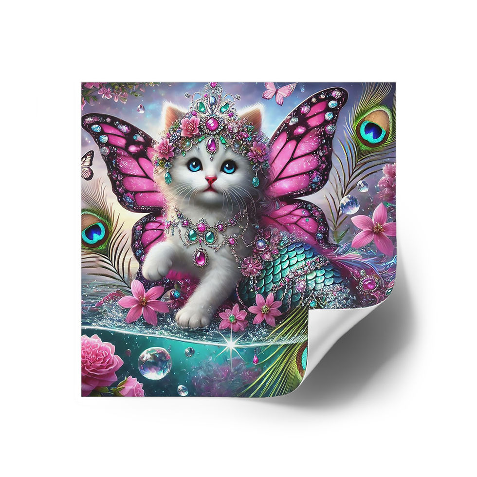 Thumbnail: Whimsical Cat Fairy Stickers, Party Favors, Mermaid Magic