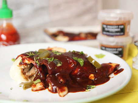 Caribbean Enchiladas with a Sweet & Spicy Caribbean Sauce by The Greedy Fox