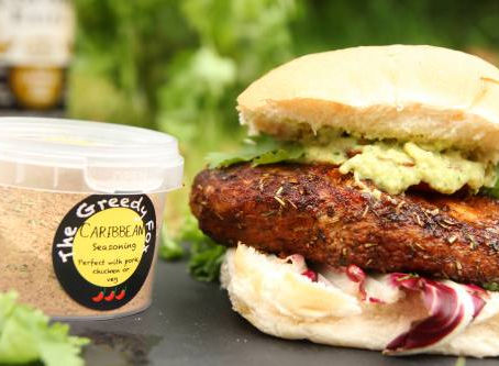 Caribbean chicken breast burger by The Greedy Fox