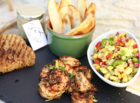 Jerk Prawns and Mango Salsa by The Greedy Fox