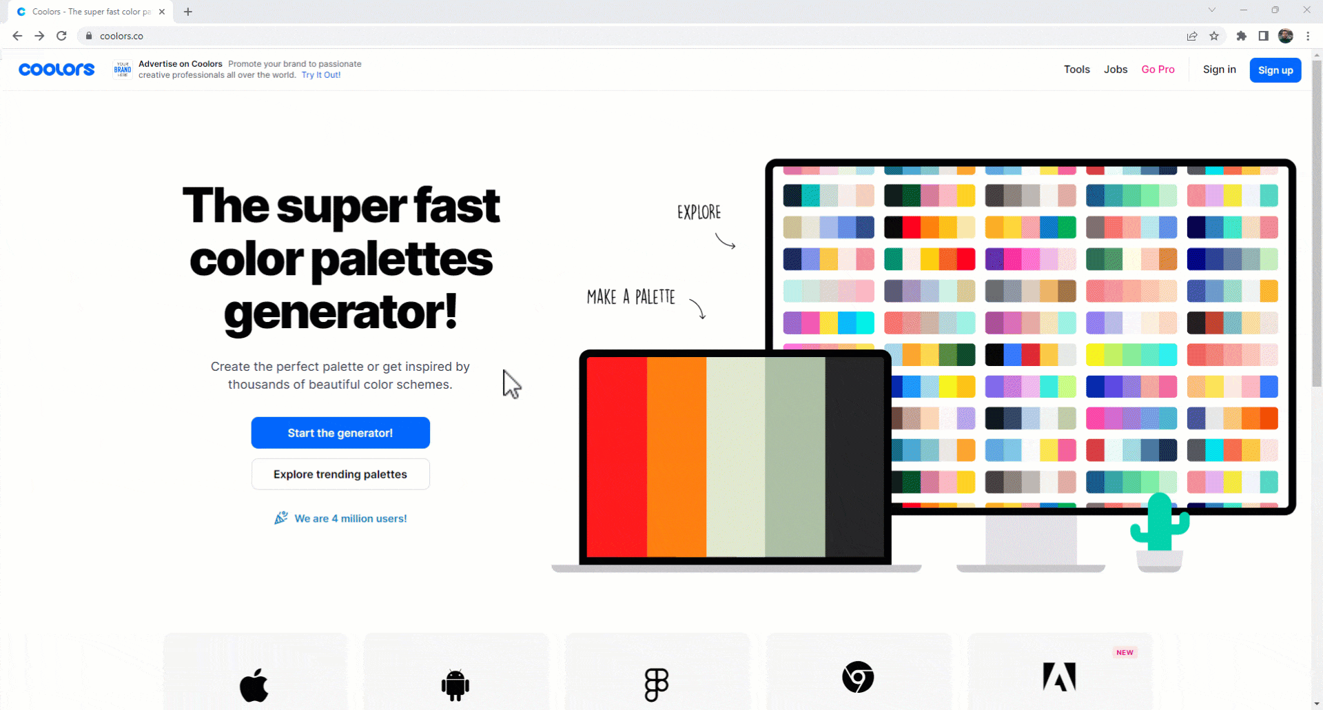 find a palette and open that to be able to extract a Power BI theme with palette's colors